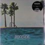 Kreisförmiges Label: "CLASSIC BLACK VINYL". Unten Text: "POOLSIDE PACIFIC STANDARD TIME". Palmen und Pool.