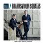 "SEATTLE CHAMBER MUSIC SOCIETY / BRAHMS VIOLIN SONATAS" und "James Ehnes / Andrew Armstrong". Zwei Männer im Anzug, einer mit Geige.
