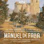 Oben steht "onyx", darunter "THE THREE-CORNERED HAT..." und "MANUEL DE FALLA". Hintergrund: Landschaftsgemälde.