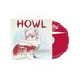„HOWL“ in roten Buchstaben. Illustration: Mädchen mit Katzenohren, umarmt eine rot-weiße E-Gitarre. CD rechts daneben.