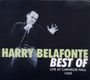"Harry Belafonte, Best Of, Live at Carnegie Hall, 1959." Ein Mann singt mit Mikrofon, trägt Hemd und Gürtel.