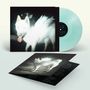 Mattes, mintgrünes Vinyl; Hund mit leuchtenden Flügeln, Zunge raus; doppelseitige Hülle mit Texten.