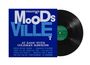 Cover der Vinyl: "Prestige Moodsville 7", "At Ease with Coleman Hawkins". Schwarze Schallplatte rechts sichtbar.