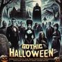 "Gothic Halloween" steht in großer, schauriger Schrift. Eine Gruppe von Vampiren und Untoten vor einer gotischen Kulisse.