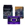 "Cover Ya Tracks" von "Hawkestrel" auf einer Kassette und zwei Albumcovern mit futuristischen und Berglandschaften.