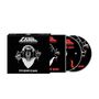 „TANK“ und „FILTH HOUNDS OF HADES“ sind auf einem CD-Box-Set mit einem dreiköpfigen Hund zu sehen.