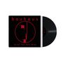 Text: „bauhaus“, „Drink The New Wine“. Schwarze Vinylplatte, rotes minimalistisches Gesicht auf schwarzem Cover.