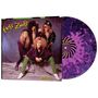 „Enuff Z'Nuff Greatest Hits“, vier Personen in rockiger Kleidung, bunte Schallplatte mit lila und schwarzen Mustern.