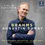 VIOLIN CONCERTO HORN TRIO BRAHMS AUGUSTIN DUMAY PHILHARMONIA ORCHESTRA ELIAHU INBAL DAVID GUERRIER FRANK BRALEY; Mann im blauen Hemd.