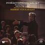 Texte: “DVORÁK/SYMPHONIES NOS. 8 & 9”, “BERLINER PHILHARMONIKER”, “HERBERT VON KARAJAN”. Ein Dirigent vor einem Orchester.