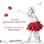 Text: "ARIAS FOR giovanni rubinelli filippo mineccia istante collective." Illustration: Person mit rotem Blattrock, Blätter.