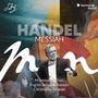HANDEL MESSIAH. Monteverdi Choir, English Baroque Soloists, Christophe Rousset. Abstrakte Illustration mit Dirigent.