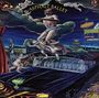 Text: "ASPHALT BALLET." Illustration von Figuren auf einem Auto, das durch eine bizarre, bunte Szene fährt.