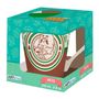 Text: "MUG 250 ml - 8.8 oz". Verpackung mit blauem Blattmuster, zeigt Tasse mit Tiermotiv.