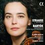 Text: Strauss, Bartók, Alena Baeva, The Deutsche Kammerphilharmonie Bremen, Paavo Järvi. 

Eine Frau mit lockigem Haar und einer Violine.