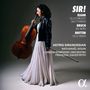 Texte: SIR!, Elgar, Bruch, Britten, Astrig Siranossian, Nathanaël Gouin, London Symphony Orchestra, François-Xavier Roth. Frau in weißem Kleid mit Cello.