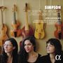 Texte oben: "Simpson, The Seasons, The Monthes & Other Divisions Of Time - II." Drei Frauen vor Musikinstrumenten.
