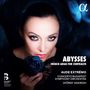 Texte: "ABYSSES", "French Arias for Contralto", "Aude Extrémo", "Concerto Budapest Symphony Orchestra", "György Vashegyi". Eine Frau mit blauem Hintergrund hält eine blaue Rose.