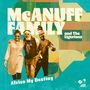 „McAnuff Family and The Ligerians“ und „Africa My Destiny“. Drei lächelnde Personen, farbenfroher Hintergrund.