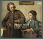 Text: "Maître Bach, Pierre Hantaï, Clavecin". Zwei Jungen in historischer Kleidung, eine Illustration; ein Logo oben rechts.