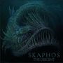 „SKAPHOS“ und „THE DESCENT“, dunkles furchterregendes Seeungeheuer mit vielen Zähnen in tiefem, blaugrünem Wasser.