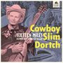 "Cowboy Slim Dortch", "SIXTEEN MILES DOWN THE TENNESSEE ROAD". Ein Mann mit Cowboyhut und Gitarre, Hintergrund abstrakt.