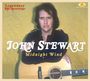 "Legendary RSO Recordings", "John Stewart", "Midnight Wind". Ein Mann hält eine Gitarre vor einem gelben Hintergrund.