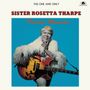 Oben steht: "THE ONE AND ONLY SISTER ROSETTA THARPE." Unten "Precious Memories." Eine Frau mit Gitarre vor blauem Hintergrund.