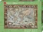 "Puzzleschrift: 1500 Teile + Poster. Historische Weltkarte mit dekorativen Illustrationen und mythologischen Figuren."