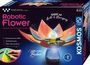 "Robotic Flower", reagiert auf Licht und Bewegung, KOSMOS Logo. Bunte Blume in Vase, leuchtet, mit Technik spielerisch entdecken.