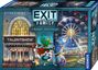 "EXIT Das Spiel FAMILY", "2 Rätsel-Abenteuer", "Backstage Boys", "Jahrmarkt im Dunkeln", bunte Darstellung mit Tieren.
