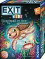 "EXIT Das Spiel KIDS: Rätselspaß im Meer" steht auf einer bunten Verpackung mit einer fröhlichen Schildkröte unter Wasser.