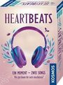 "Heartbeats", "Ein Moment – Zwei Songs. Wie gut könnt ihr euch einschätzen?", Kopfhörer-Illustration mit bunten Akzenten.
