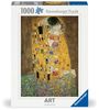 Titel: Ravensburger Puzzle, 1000 Teile, ART Collection. Illustration des Gemäldes "Der Kuss" von Gustav Klimt.