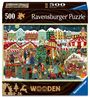 : Ravensburger WOODEN Puzzle - Christmas Market - 500 Teile Holzpuzzle mit stabilen, individuellen Puzzleteilen und 40 kleinen Whimsies, für Erwachsene und Kinder ab 14 Jahren, Div.