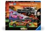 "500 Ravensburger Puzzle" und "Fast & Furious." Illustration von schnellen Autos in lebhaften Farben.