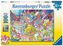 Ravensburger Puzzle, 100 XXL Teile, ab 6 Jahren. Bunte fantasievolle Stadt voller skurriler Details und Figuren.