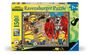 Ravensburger Puzzle 150 XXL Teile, 7+. Illustration mit Minions in Filmstudio-Szene mit Roboter und Kamera.