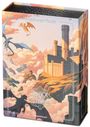 "Ravensburger Puzzle", "ONYX STORM". Illustration: Drache über Wolken, Burg auf Berg, Himmel bunt.