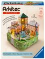 "Arkitec 3D Wooden Build" oben, darunter ein Miniaturmodell eines belebten Marktplatzes mit LED und Bewegungseffekt.