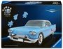 "3D Puzzle Iconics", "Cadillac Eldorado Brougham". Illustration eines blauen Oldtimer-Cars mit Puzzle-Teilen und Logo.