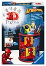 "3D Puzzle", "MARVEL SPIDER-MAN", "Praktische Aufbewahrungsfunktion". Bunte Spider-Man-Illustration.