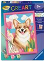 : CreArt, Malen nach Zahlen Kinder - Corgi im Blütenmeer, SPL