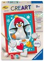 CreArt, Malen nach Zahlen mit Gips gießen - Fröhlicher Pinguin, SPL