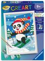 CreArt, Malen nach Zahlen Kinder - Skifahrender Panda, SPL
