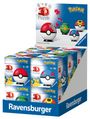 "3D Puzzle", "Pokémon", "6-99", "Ravensburger". Verschiedene Puzzlebälle und Pikachu auf einer Verpackungsbox.