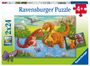 Ravensburger Kinderpuzzle - 05030 Spielende Dinos - Puzzle für Kinder ab 4 Jahren, mit 2x24 Teilen, SPL