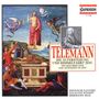 "Telemann: Die Auferstehung und Himmelfahrt Jesu." Christus in Szene, umgeben von Engeln und Menschen, klassische Kunst.