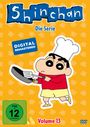 "Shinchan: Die Serie", "DIGITAL REMASTERED", "FSK 12", "Volume 13". Illustration von Shinchan als Koch auf orangegem Hintergrund.