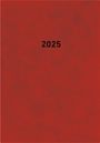 : Buchkalender rot 2025 - Bürokalender 14,5x21 cm - 1 Tag auf 1 Seite - wattierter Kunststoffeinband - Stundeneinteilung 7 - 19 Uhr - 876-0011, Buch